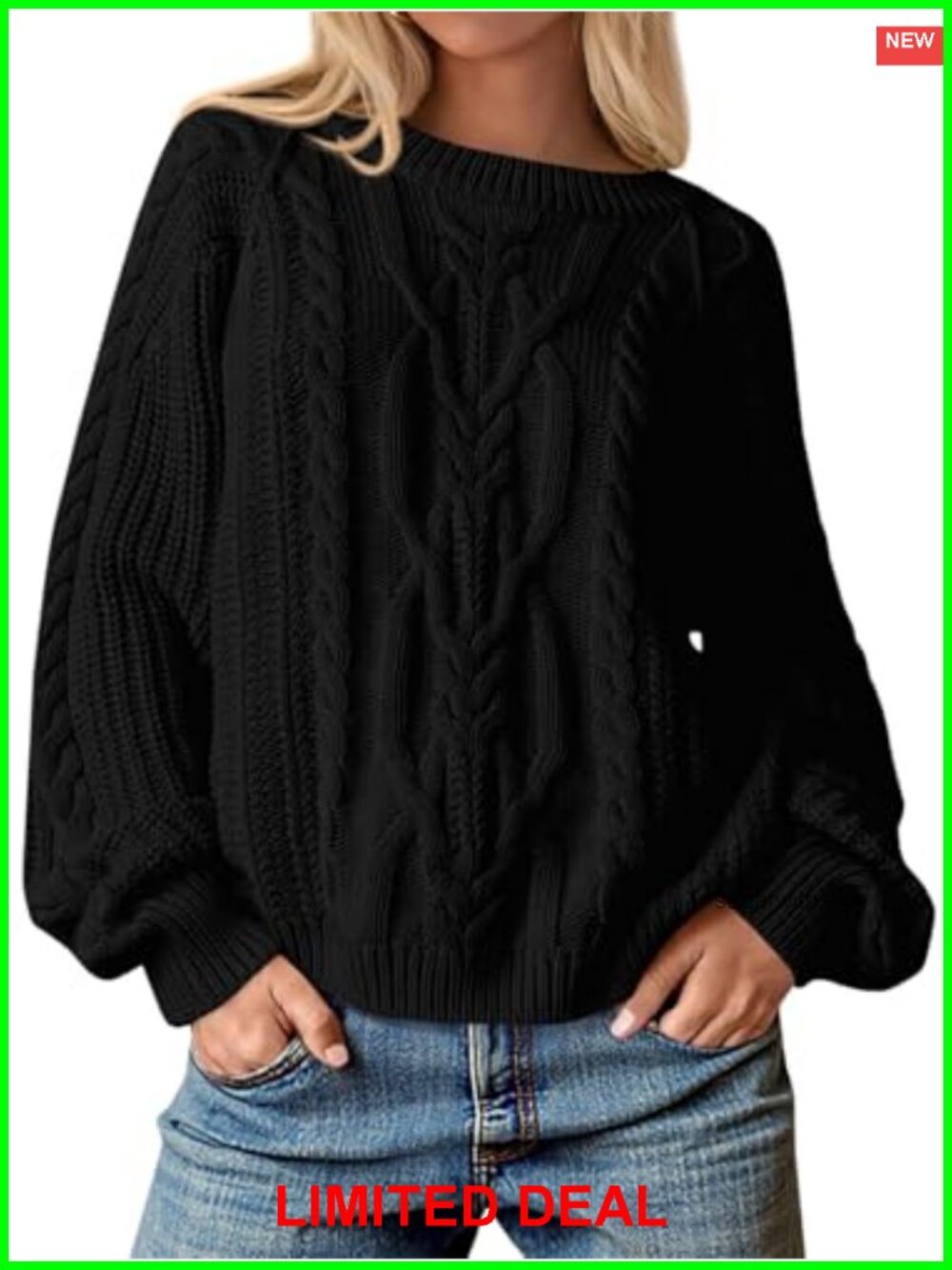 Oversized Cable Knit Sweater Chunky Pullover Acrylic Blend Fall Winter